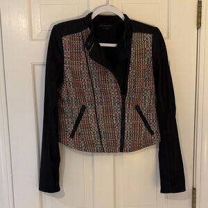 Theory Leather and Silk Tweed Moto Jacket